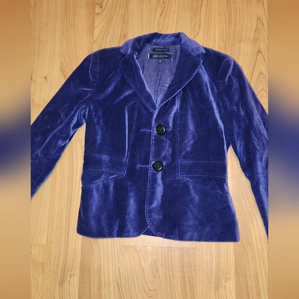 AK Anne Klein Stretch Purple Suede Blazer sz 4 EUC - Picture 4 of 16